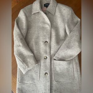 Braetan Women's Light Gray Herringbone Pea Coat